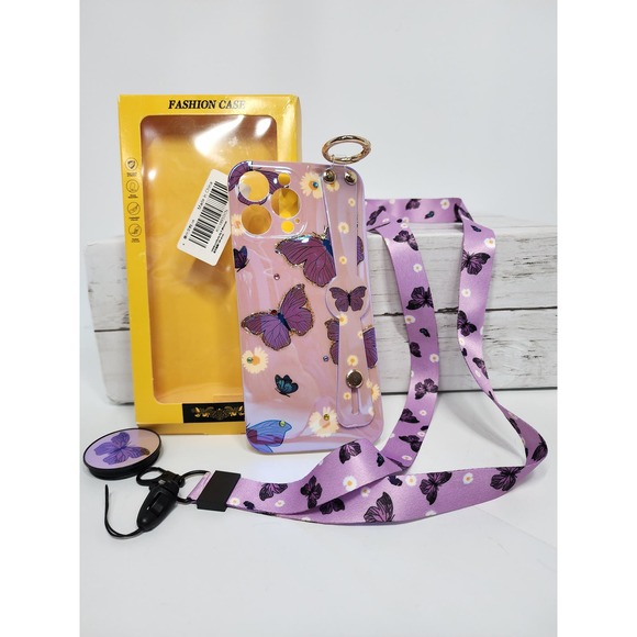 Butterfly, Wristband, Lanyard iPhone 13Promax Cell Phone Cover - Picture 1 of 8